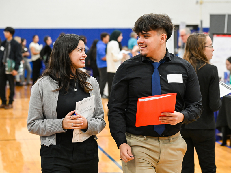 Two students at the career fair.