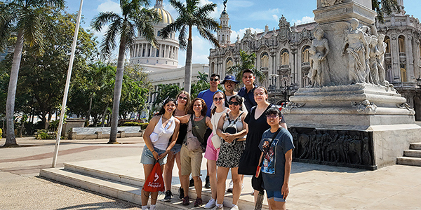 students and faculty sightsee in Cuba