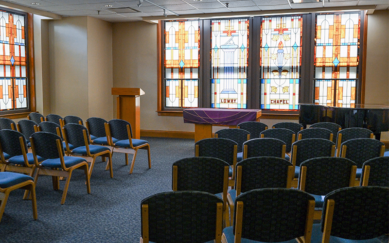 Lowry Chapel with Stained Glass Windows