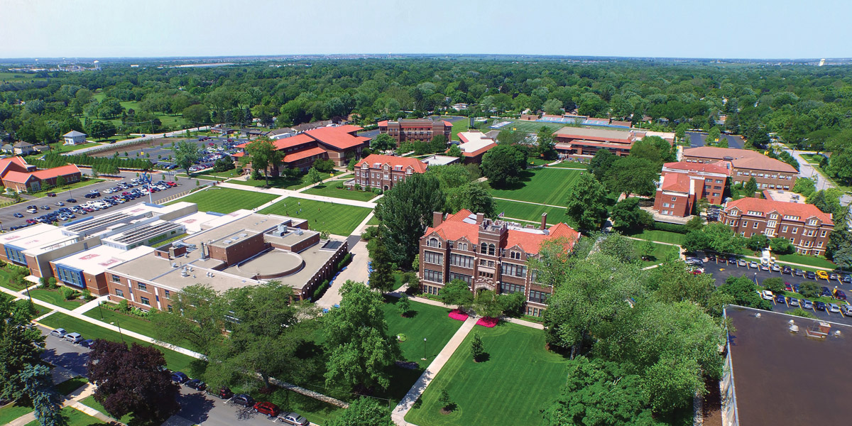 Aerial view of AU campus.