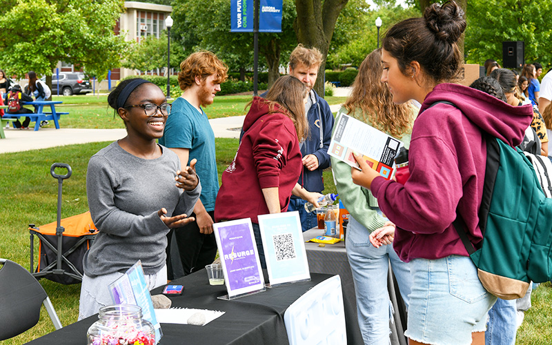 students at campus event